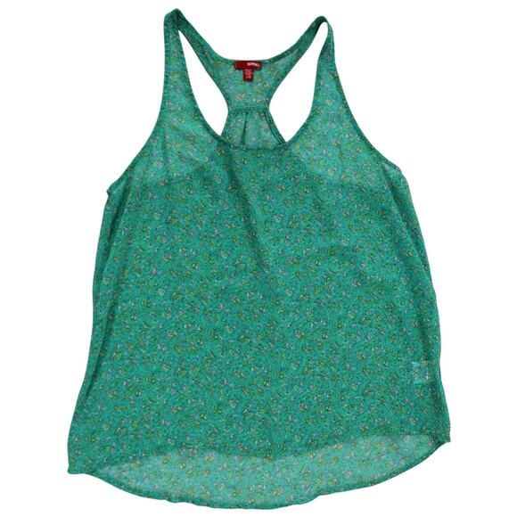 Bongo Green Floral Racerback Tank Top Size Large - Picture 1 of 7